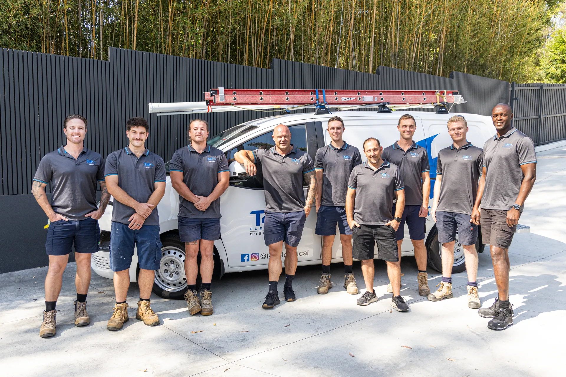 The Family Electrician Runaway Bay team with a service van